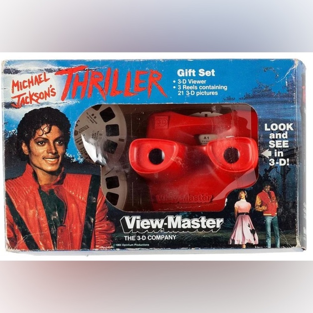 Michael Jackson Lot THRILLER View-Master Viewmaster Set Reels + 3D Viewer 1984